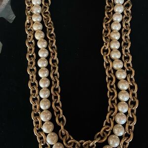 Vintage MONET  signed gold toned chain and faux pearls.